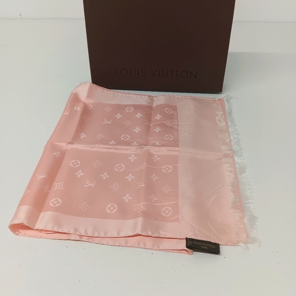 Louis Vuitton Women's Silk Wool Monogram Denim Scarf - Pink - Picture 6 of 13